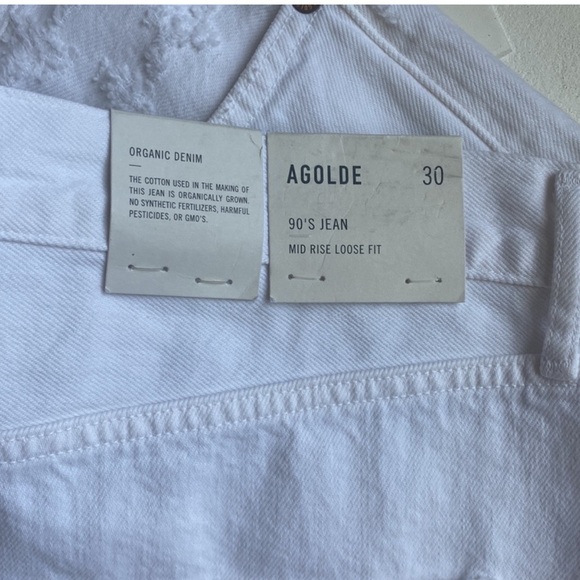 NWT AGOLDE ‘90s Straight Leg Mid Rise Loose Ripped Jean – White SZ 30 - Picture 10 of 10